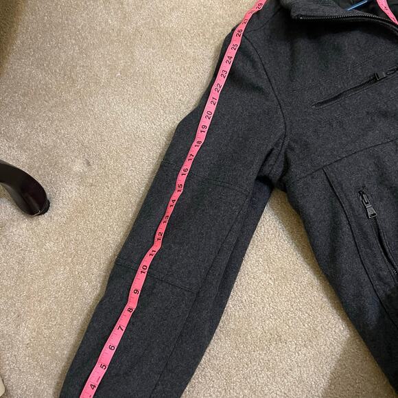 Express Men's Gray Wool Flannel Zip Up Bomber Jacket Coat Size XL EUC Winter - Picture 5 of 7